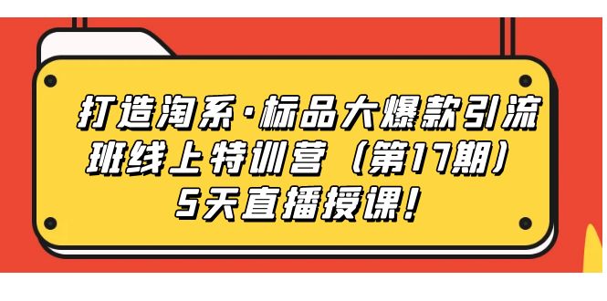 打造淘系·标品大爆款引流班线上特训营5天直播授课！柒柒网创吧-网创项目资源站-副业项目-创业项目-搞钱项目柒柒网创吧