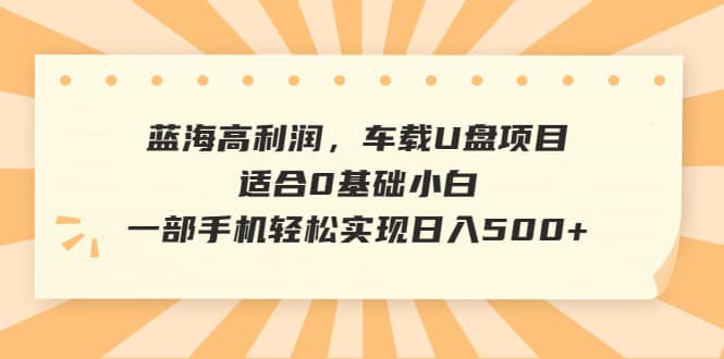 蓝海高利润，车载U盘项目，适合0基础小白，一部手机轻松实现日入500+柒柒网创吧-网创项目资源站-副业项目-创业项目-搞钱项目柒柒网创吧