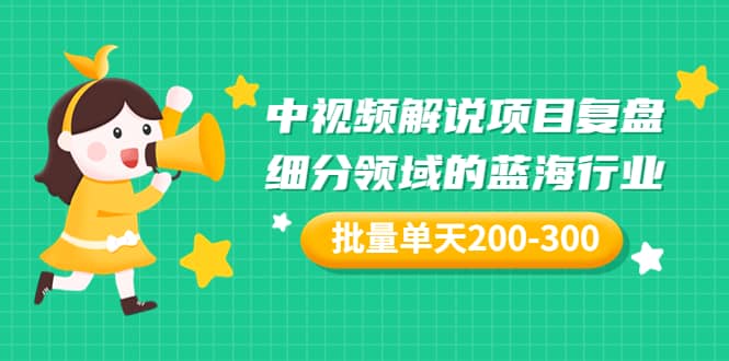 某付费文章：中视频解说项目复盘：细分领域的蓝海行业 批量单天200-300收益柒柒网创吧-网创项目资源站-副业项目-创业项目-搞钱项目柒柒网创吧