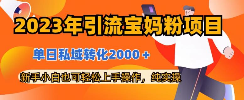 2023年引流宝妈粉项目，单日私域转化2000＋，新手小白也可轻松上手操作，纯实操柒柒网创吧-网创项目资源站-副业项目-创业项目-搞钱项目柒柒网创吧