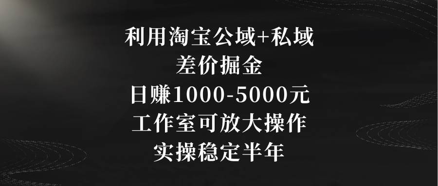 利用淘宝公域+私域差价掘金，日赚1000-5000元，工作室可放大操作，实操…柒柒网创吧-网创项目资源站-副业项目-创业项目-搞钱项目柒柒网创吧