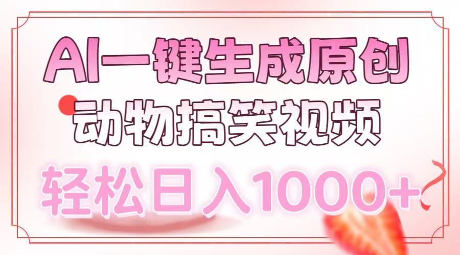 AI一键生成原创动物搞笑视频，轻松日入1000+柒柒网创吧-网创项目资源站-副业项目-创业项目-搞钱项目柒柒网创吧