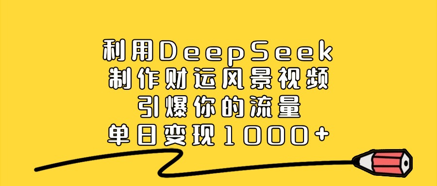 利用DeepSeek制作财运风景视频，引爆你的流量，单日变现1000+柒柒网创吧-网创项目资源站-副业项目-创业项目-搞钱项目柒柒网创吧