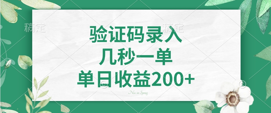 验证码录入，看图识字，几秒一单，单日收益200+柒柒网创吧-网创项目资源站-副业项目-创业项目-搞钱项目柒柒网创吧