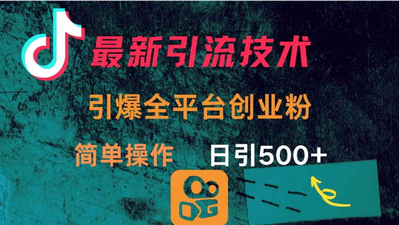 最新引流方法，引爆全平台创业粉操作简单，日引300＋柒柒网创吧-网创项目资源站-副业项目-创业项目-搞钱项目柒柒网创吧